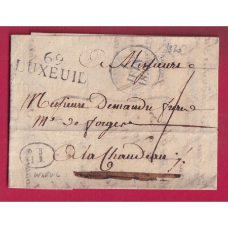 MARQUE 69 LUXEUIL HAUTE SAONE DECIME RURAL PRECURSEUR DE LUXEUIL 1830 POUR LA CHAUDEAU LETTRE