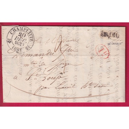 CAD TYPE 12 CHAMPLITTE HAUTE SAONE OR LE CROCHOT 1839 DECIME RURAL POUR ST LOUP LETTRE