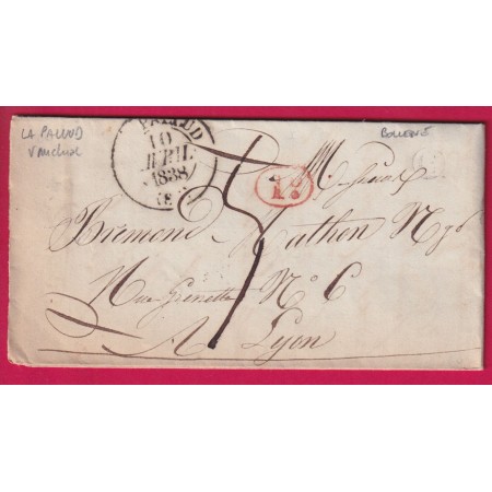 CAD TYPE 13 LA PALLUD VAUCLUSE 1838 BOITE RURALE C DE BOLLENE DECIME RURAL POUR LYON LETTRE