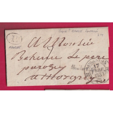 CURSIVE 7 MAUBERT FONTAINE ARDENNES CAD TYPE 12 AUBANTON AISNE DECIME RURAL DE MAUBERT 1839 LETTRE