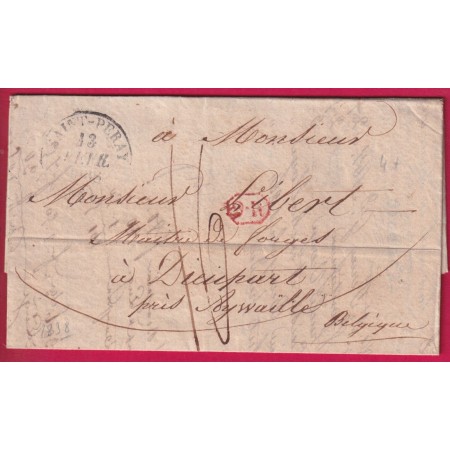 CAD TYPE 13 ST PERAY ARDECHES POUR DIEUPART BELGIQUE 1838 LETTRE