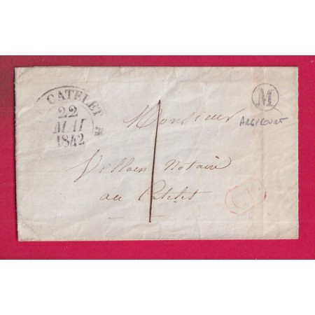 CAD TYPE 12 LE CATELET AISNE TAXE LOCALE 1 CL ROUGE BOITE RURALE M ARGICOURT POUR LE CATELET LETTRE
