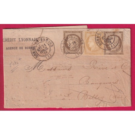 N°55 + 56 X2 CAD TYPE 17 BOURG EN BRESSE AIN POUR BELLEY LETTRE