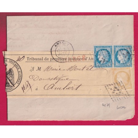 N°59 60 PAIRE LETTRE CHARGE LOCALE AMBERT PUY DE DOME POUR AMBERT  LETTRE