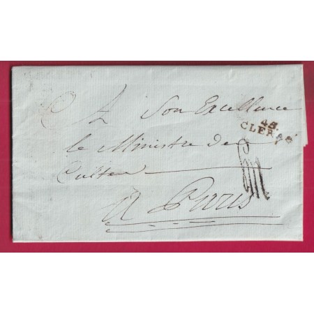 45 CLERAC LOT ET GARONNE TEXTE EGLISE REFORME DE CLAIRAC FRANCHISE VERIFIEE POUR PARIS MINISTRE DES CULTES 1809