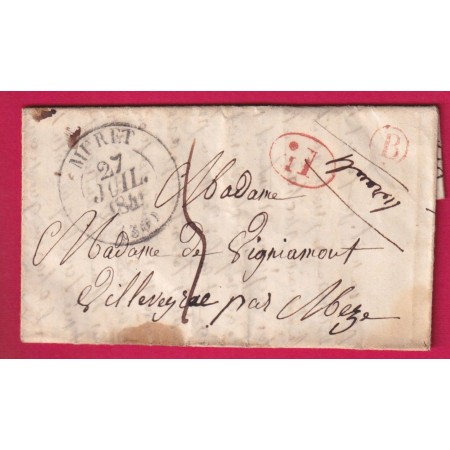 CAD TYPE 13 MURET CANTAL BOITE RURALE B EN ROUGE A IDENTIFIER DECIME RURAL POUR VILLEVEYRAC HERAULT LETTRE