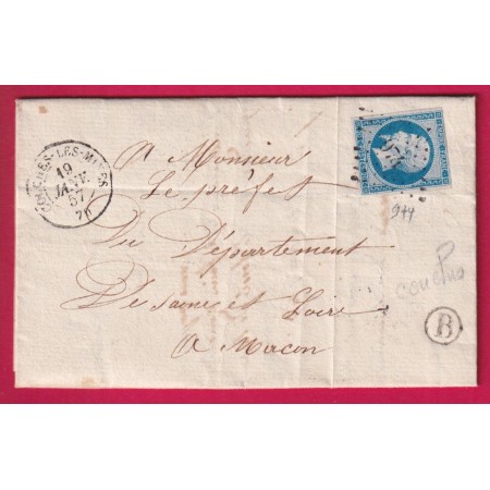 N°14 PC 974 COUCHES LES MINES SAONE ET LOIRE BOITE RURALE B COUCHES POUR MACON LETTRE