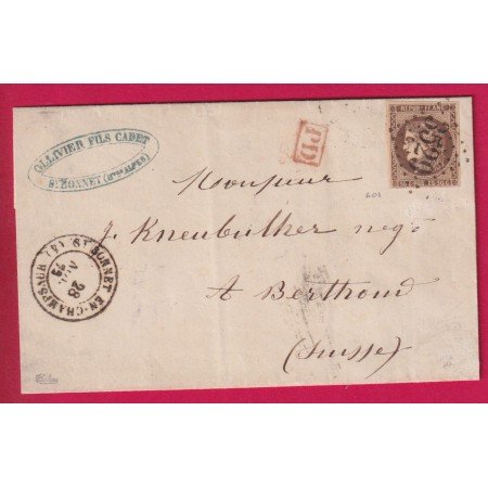 N°47 BRUN FONCE GC 3529 ST BONNET EN CHAMPSAUR HAUTES ALPES POUR BERTHOUD SUISSE SIGNE CALVES LETTRE