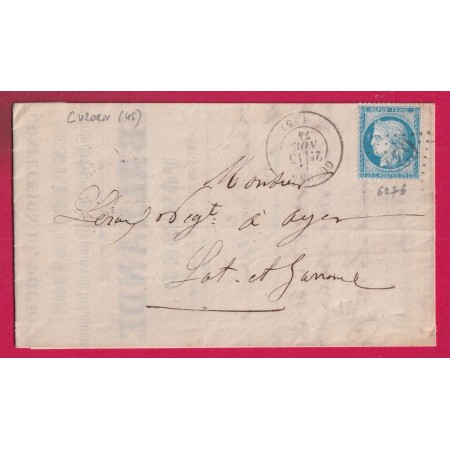 N°60 GC 6276 CUZORN LOT ET GARONNE POUR AGEN LETTRE