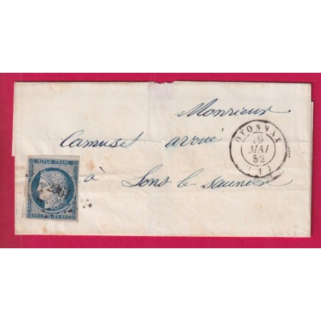 N°4 PC 2360 OYONNAX AIN POUR LONS LE SAULNIER JURA 1852 LETTRE