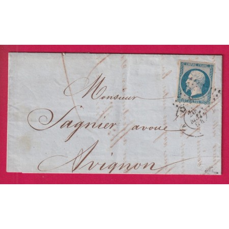 N°15 TTB PC 1818 LYON RHONE BUREAU A POUR AVIGNON SIGNE BRUN LETTRE