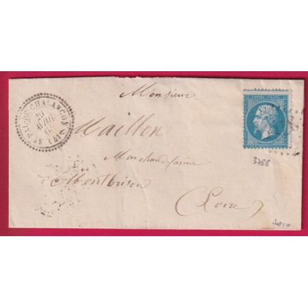 N°22 GC 3788 ST PAL DE CHALANCON HAUTE LOIRE CAD TYPE 22 POUR MONTBRISON LOIRE INDICE 10 LETTRE