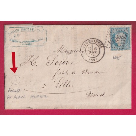 N°60 GC 2895 PLOMBIERES VOSGES BOITE RURALE A FORGES DE BLANC MURGER POUR LILLE NORD LETTRE