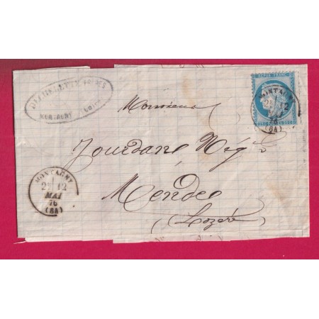 N°60 CAD TYPE 16 MONTAGNY LOIRE POUR MENDE LOZERE LETTRE