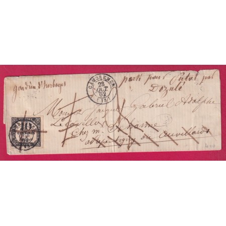TAXE N°2 CAMBREMER CALVADOS + TAXE LOCALE 1 ANNULE REEXPEDIEE TAXE 3 DOZULE LETTRE