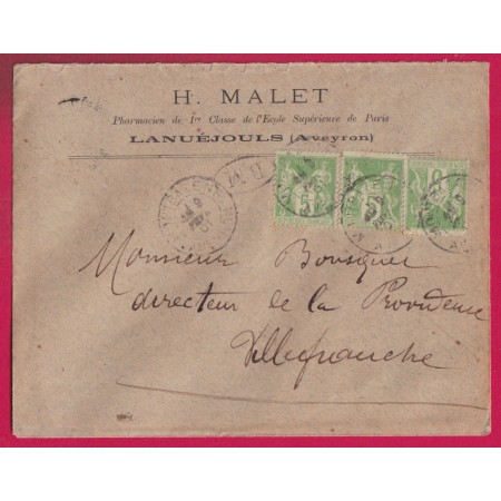 N°106 X3 CAD MONTBAZENS AVEYRON BM BOITE MOBILE DE LANUEJOULS POUR VILLEFRANCHE DE ROUERGUE LETTRE