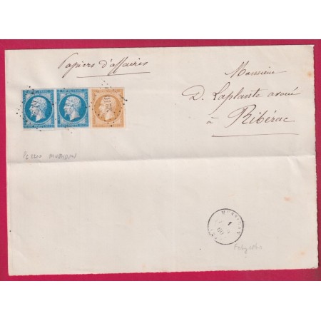N°14 PAIRE + N°13 PC 2210 MUSSIDAN DORDOGNE POUR RIBERAC TARIF PAPIERS AFFAIRES LETTRE