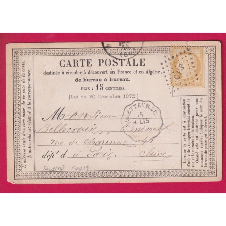 N°55 CONVOYEUR STATION QUETTEVILLE SANS N° DEPARTEMENT POUR PARIS CARTE PRECUSEUR INDICE 19 LETTRE