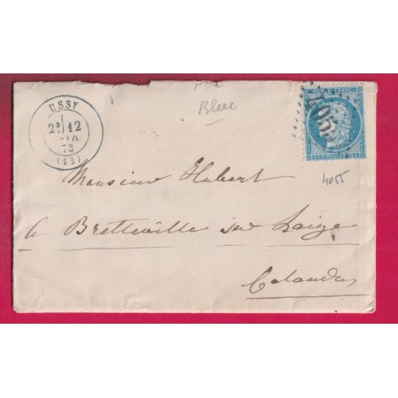 N°60 GC 4055 USSY CALVADOS EN BLEU GC ET CAD  1873 POUR BRETEVILLE SUR LAIZE LETTRE