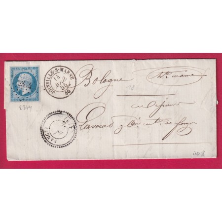 N°14 PC 2374 PANCEY HAUTE MARNE CA DTYPE 15 JOINVILLE SUR MARNE POUR BOLOGNE INDICE 18 LETTRE