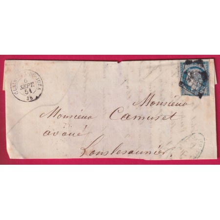 N°4 GRILLE CLAIRVAUX DU JURA 1851 POUR LONS LE SAULNIER LETTRE