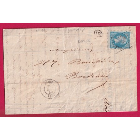 N°22 VARIETE DE PIQUAGE GC 1604 FUMEL LOT ET GARONNE OR RATIER POUR BORDEAUX LETTRE