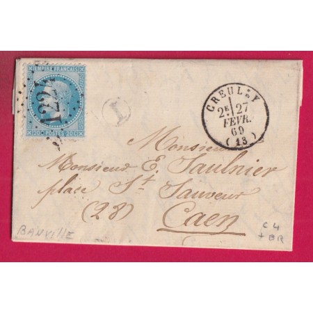 N°29 GC 1224 CREULLY CALVADOS BOITE RURALE I BANVILLE POUR CAEN LETTRE