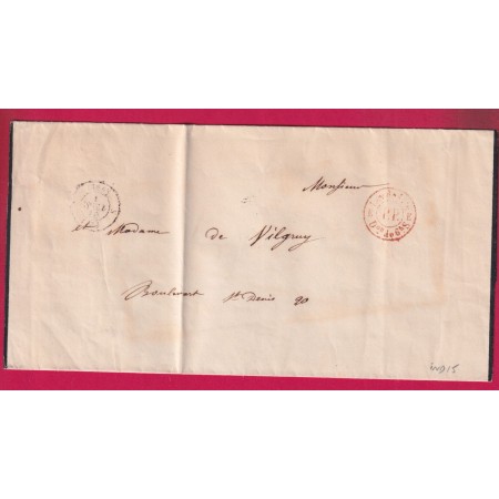 PARIS POTHION N°2780 BUREAU E PP EN ROUGE 1851 POUR PARIS INDICE 15 LETTRE