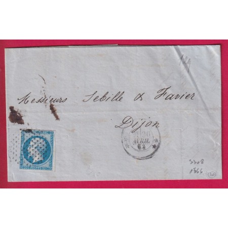 N°14 PARIS CERCLE DE POINTS POTHION 3308 + 1366 INDICE 10 POUR DIJON COTE D'OR INDICE 10 LETTRE