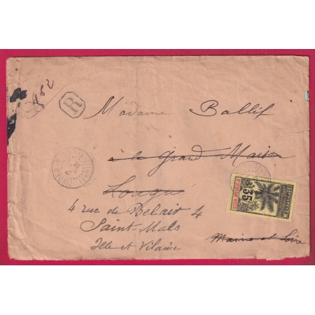 HAUT SENEGAL ET NIGER 35C COCOTIER ZINDER TERRITOIRE DU NIGER 1914 POUR ST MALO ILLE ET VILAINE LETTRE