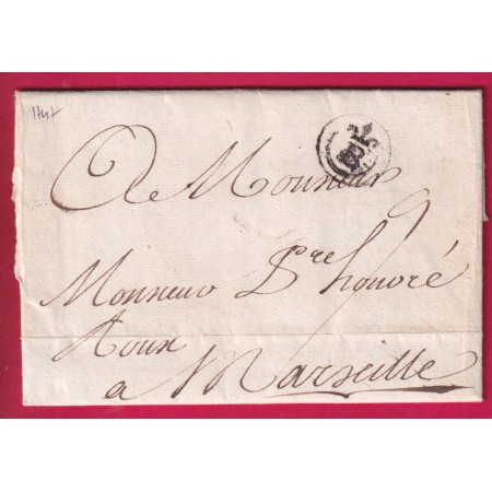MARQUE B COURONNE BORDEAUX GIRONDE 1747 POUR MARSEILLE LENAIN N°6 INDICE 10 LETTRE