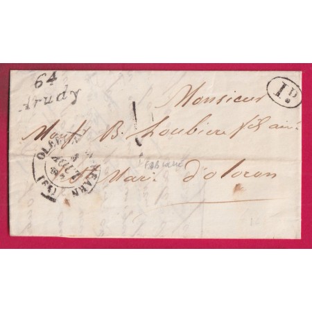 CURSIVE 64 ARUDY BASSES PYRENEES TAXE LOCALE 1 DE FABRICATION LOCALE DECIME RURAL POUR OLORON LETTRE