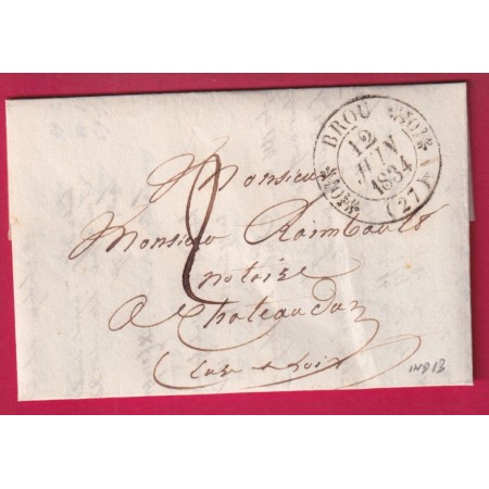 CAC TYPE 11 BROU EURE ET LOIR 1834 POUR CHATEAUDUN INDICE 13 LETTRE
