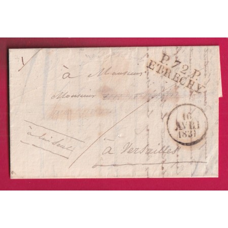 MARQUE P72P ETRECHY SEINE ET OISE 1831 DIMENSION 35X11 RARE NON SIGNALE PAR POTHION POUR VERSAILLES LETTRE