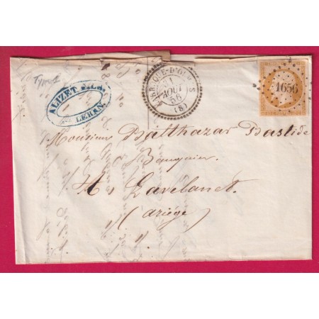 N°13 PC 1656 LARROQUE D'OLMES ARIEGE CAD TYPE 22 POUR LAVELANET LETTRE