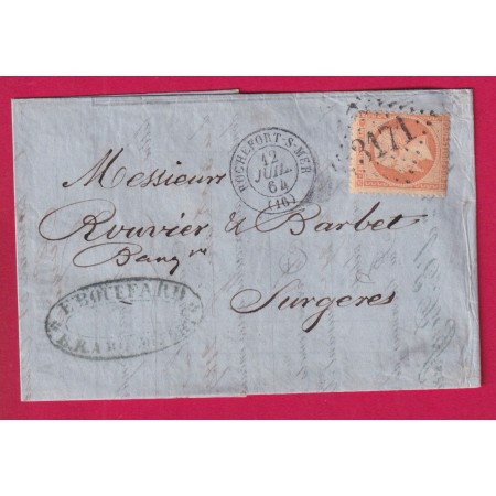 N°23 GC 3171 ROCHEFORT SUR MER CHARENTE INFERIEURE POUR SURGERES LETTRE