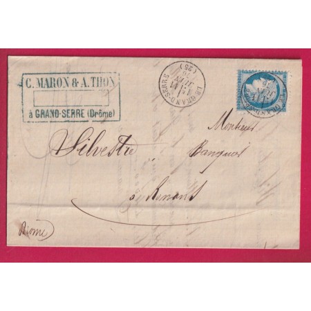 N°60 CAD TYPE 16 LE GRAND SERRE DROME POUR ROMANS LETTRE