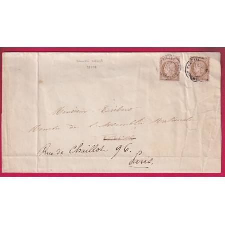 N°58 X2 CAD TYPE VERSAILLES ASSEMBLEE NATIONALE 1874 LETTRE