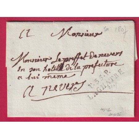 MARQUE P35P LA CHATRE INDRE 1807 POUR NEVERS NIEVRE INDICE 12 LETTRE
