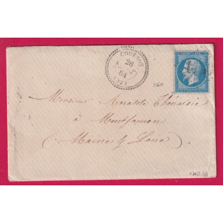 N°22 GC 1160 COUERON LOIRE INFERIEURE CAD TYPE 22 INDICE 16 POUR MONTFAUCON MAINE ET LOIRE LETTRE