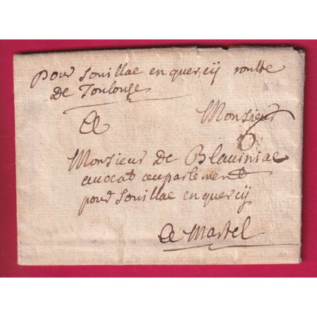 LETTRE DE PARIS 1745 POUR SOUILLAC LOT MENTION MANUSCRIT SOUILLAC EN QUERCY ROUTE DE TOULOUSE LETTRE
