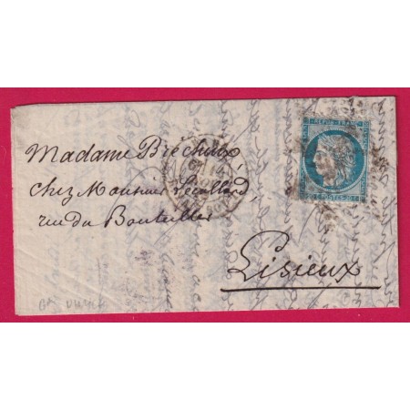 BALLON MONTE LE GENERAL UHRICH PARIS 14.11.1870 POUR LISIEUX CALVADOS LETTRE