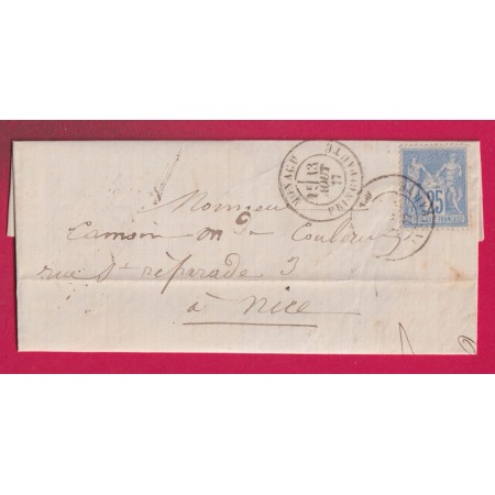 N°78 CAD TYPE 17 MONACO PRINCIPAUTE POUR NICE ALPES MARITIMES LETTRE