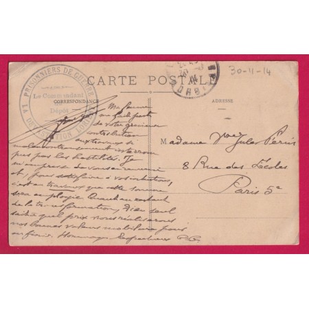 WW1 1914 PRISONNIER DE GUERRE LA DEVASTATION LORIENT MORBIHAN POUR PARIS LETTRE