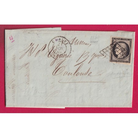 N°3 GRILLE CHOLET MAINE ET LOIRE 1849 POUR TOULOUSE HAUTE GARONNE LETTRE