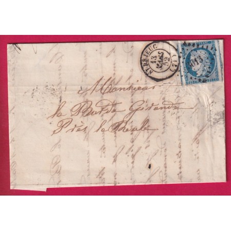 N°4 DEUX VOISINS PC 3013 ST BRIEUC COTES DU NORD 1852 POUR LA REOLE GIRONDE LETTRE