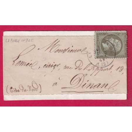 N°19 SEUL SUR CARTE DE VISITE CAD TYPE 15 OU 16 LA BASSE INDRE LOIRE INFERIEURE POUR DINAN COTES DU NORD LETTRE