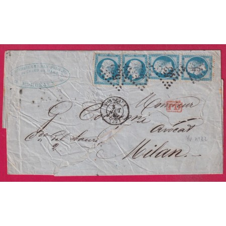 N°22 DEUX PAIRE GC 532 BORDEAUX GIRONDE POUR MILAN ITALIE  LETTRE