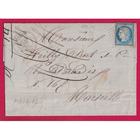 N°60 GC 4829 MAGALAS HERAULT POUR MARSEILLE INDICE 14 LETTRE