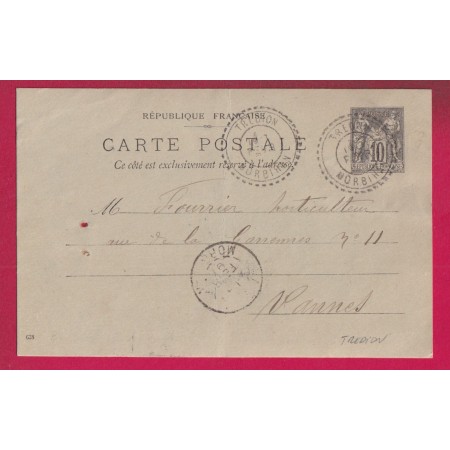 ENTIER SAGE CAD TYPE FB84 TREDION MORBIHAN 1897 POUR VANNES FACTEUR BOITIER LETTRE